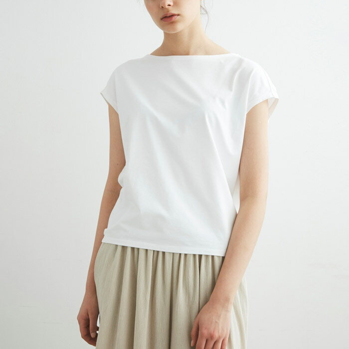 three dots スリードッツ YJ0001Y Powdery cotton french tank white パウダリーコットン フレンチタンク Tシャツ ホワイト スビンコットン ハイブリッドコットン 半袖 レディース 2024年春夏 送料無料