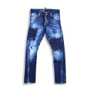 30%OFF DSQUARED2 ディースクエアード S74LB1049 Dark Reveal Wash Sexy Twist Jeans セクシーツイスト メンズ スキニー ジーンズ デニム D2 ブルー デニム ダメージ加工 ジーンズ スリム リペア ペイント ジップ 正規品 2022春夏 送料無料 返品交換不可