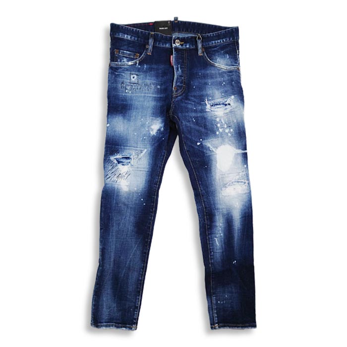 SALE DSQUARED2 ディースクエアード S71LB1014 DARK LONDON CALLING WASH SKATER JEANS メンズ ジーンズ デニム D2 スケータージーン デニム ダメージ ブリーチ リペア 正規品 2022春夏 送料無料 返品交換不可