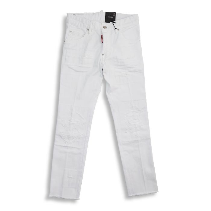 30%OFF DSQUARED2 ディースクエアード S71LB1055 SKATER JEANS メンズ ホワイト ジーンズ デニム カナダリーフデザイン D2 スケータージーン ダメージ リペア カラージーンズ 正規品 2022春夏 送料無料 返品交換不可