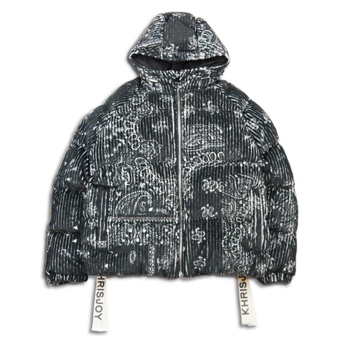 50%OFF KHRISJOY クリスジョイ 3235-EFPM054COB PUFF BANDANA CORDUROY HOODIE ブラック メンズ ダウンジャケット アウター ダウン コーデュロイ ドローストリング 2023年秋冬 送料無料 返品・交換不可