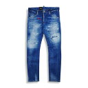 DSQUARED2 ディースクエアード S71LB1029 Medium Breeze Wash Skater Jeans メンズ スキニー スリム ジーンズ デニム D2 スケータージーン I LOVE 刺繍 ダメージ加工 ペンキ 正規品 2022春夏 送料無料