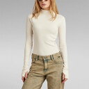 30%OFF G-STAR RAW ジースターロウ D23339-D289-G076 Slim Rib Mock Top Eggnog スリム リブモックネック ニット アイボリー ルーズフィット ラグランスリーブ リブジャージー レディース 2023年秋冬
