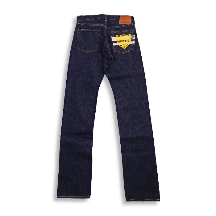 桃太郎ジーンズ × UNIQUE JEAN STORE コラボデニム Corpokkur コロポックル 熊 0201UJS-K 2023年 限定 特別プリント 別注 コラボデニム コロポックル スリム ストレート 15.7oz チェーンステッチ 裾上げ無料 送料無料