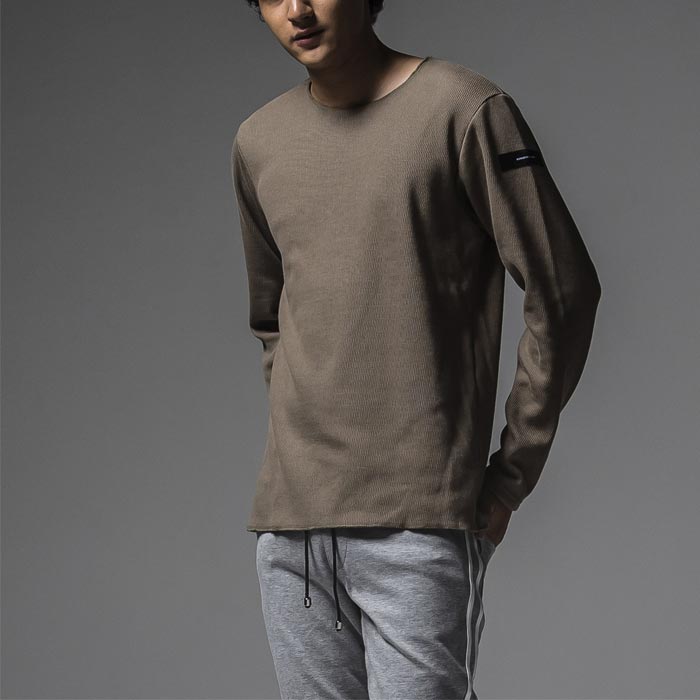 RESOUND CLOTHING リサウンドクロージング RC30-C-001 velours fleece neo thermal KHAKI メンズ カットオフハニカムサーマル リサウンド 長袖 ロンT カットソー インナー 裏起毛 2023年秋冬 送料無料