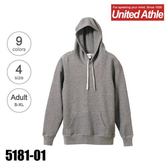 パーカー 無地 【United Athle/ユナイテッドアスレ 5181-01 8.4oz ファイン フレンチテリー スウェットプルオーバー パーカ（パイル）】 メンズ レディース ユニセックス 運動会 イベント 春 秋 冬 綿100% ブラック ネイビー 全6カラー S〜XL 【10.000円以上 送料無料】