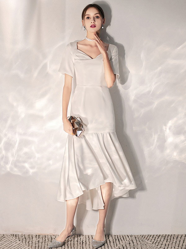 ウェディングドレス 挙式 前撮り ドレス 花嫁 マーメイドドレス サテン 海外挙式 大きい シンプル ワンピース ブライダル パーティードレス ファッションショー 後撮り 結婚式 成人式 披露宴 演奏会 発表会 セミオーダー/編み上げ