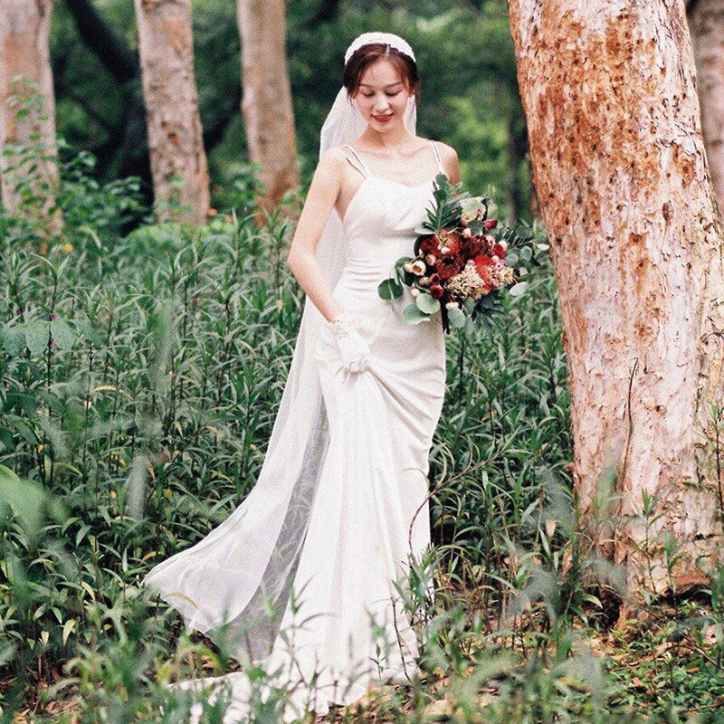 海外挙式 前撮りドレス 花嫁 吊りスカート リゾートドレス 大きい 上品 二次会 シンプル ワンピース wedding dress ロングドレス ウェディングドレス ブライダル パーティードレス 後撮り 海外旅行 結婚式 成人式 披露宴 演奏会 発表会 セミオーダー