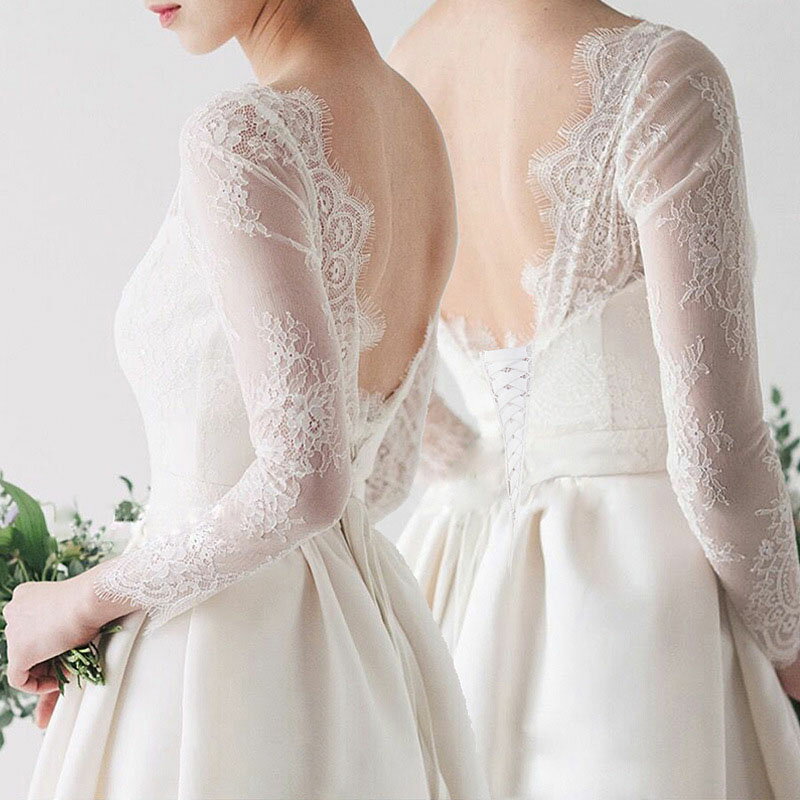 ウェディングドレス 長袖 Aラインドレス 花嫁 二次会 パーティードレス レース ロングドレス 結婚式 袖あり 編み上げタイプ ロングワンピース 前撮り 海外挙式 ドレス 披露宴 撮影 wedding dress ハネムーンフォト ビーチフォト 食事会 オーダーメイドも可能
