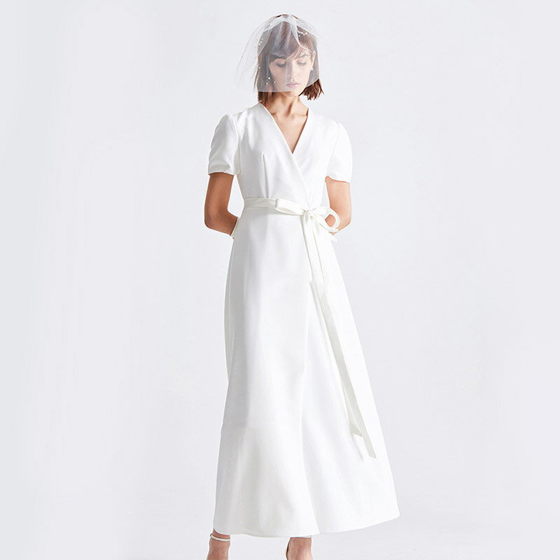 海外挙式 半袖 花嫁 前撮り ドレス ロングドレス ウェディングドレス 二次会 リゾートドレス レディース ワンピース 結婚式 ブライダル パーティードレス シンプルライン 上品 フォーマルドレス wedding dress 成人式 ビーチフォト セミオーダー/ファスナー