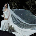 ブライダルベール 夏の夜 星空 煌めきベール 刺繍とパール付き ロングベール ウェディングベール ベールアップ 結婚式 3メーター 森系 海辺 森に合う 優雅 300cm 写真を撮る 海外旅行