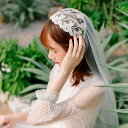 ブライダルベール ビンテージベール 刺繍付き 花園の妖精 ウェディングベール フランス設計 結婚式 披露宴 セミロング 手作りベール オフホワイト ふんわり 優...