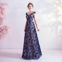パーティードレス カラードレス ブルー 花嫁 結婚式 ウエディング ワンピース ロングドレス ネイビー 大きいサイズ 大人 上品 お呼ばれ 綺麗 食事会 二次会...
