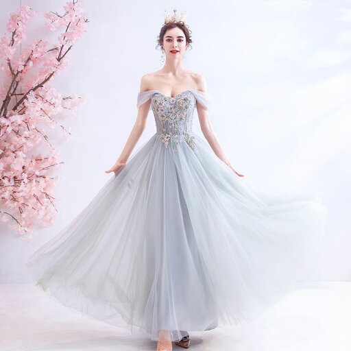 カラードレス ロングドレス グレー 半袖 Bridesmaid dress 二次会 パーティードレス 花嫁 ウェディングドレス コンサート 透け感 披露宴 結婚式 演奏会 ステージ衣装 オフショルダー 大きい 小きい セミオーダー/編み上げ カラードレス ロングドレス グレー 半袖 Bridesmaid dress 二次会 パーティードレス 花嫁 ウェディングドレス コンサート 透け感 披露宴 結婚式 演奏会 ステージ衣装 オフショルダー 大きい 小きい セミオーダー/編み上げ