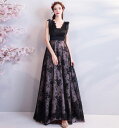 ロングドレス 演奏会 カラードレス ブラック 花嫁 カクテルドレス 結婚式 上品 パーティードレス 二次会 イブニングドレス Vカット 黒 海外挙式 お嬢様 発表会 コンサート 大き 小きい セミオーダー/編み上げ