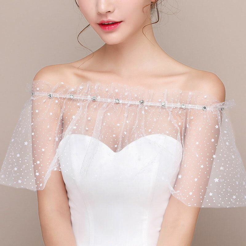 ウェディングケープ ウエディングケープ ウエディングショール オフホワイト ケープ ブライダル 結婚式 二次会 披露宴 発表会 花嫁 肩掛け 星柄 チュール ウェディングショール ウェディングボレロ ウエディングボレロ マント 花嫁小物 海外挙式 前撮り ポンチョ