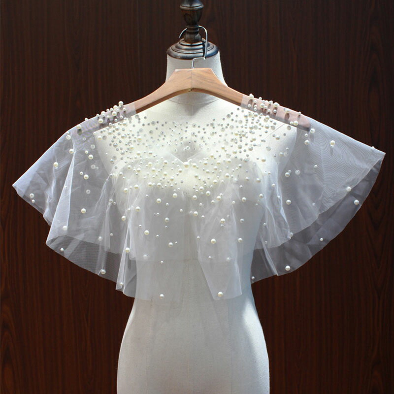 ウエディングショール 花嫁 可愛い ドレスケープ パール おしゃれ フォーマルケープ 肩掛け 華やか ウエディング ケープ 体型カバー 女性用 ファッション ブライダルケープ 花嫁 小物 発表会 結婚式 高級感 前撮り食事会 お呼ばれ