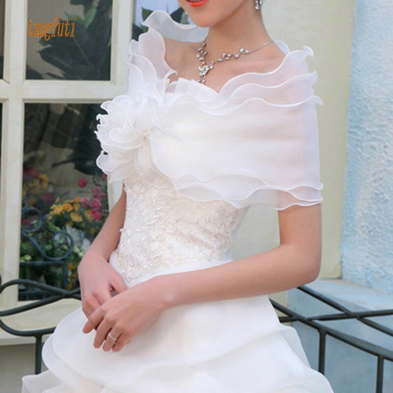 花嫁 ブライダルケープ ウエディングショール 安い ボレロ 結婚式 ブライダル 肩掛け 二次会 ショール 披露宴 ウェディングケープ 発表会 フリル 可愛い