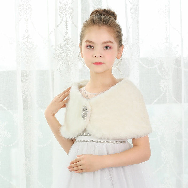 ウエディングショール キッズ ボレロ 秋冬 ドレスショール 子ども ショール フェイクファー 子供用 肩掛け お呼ばれ パーティー フォーマルケープ 女の子 子供服 シンプルキッズ ファーケープ 厚い ふわふわ 入学式 結婚式 食事会
