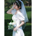 【ファスナータイプ】ウェディングドレス お嫁さん Aラインドレス スリット ロングドレス 結婚式 二次会 オーダーメイドも可能 半袖ドレス ロングワンピース 海外挙式ドレス シンプル パーティードレス 披露宴 ブライダル 前撮り かわいい 食事会 成人式(4)