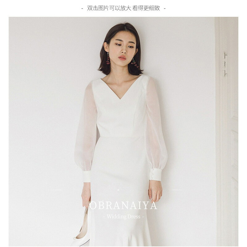 長袖 ウェディングドレス 前撮り 結婚式 ロングドレス ワンピース 二次会 Aラインドレス お嫁さん シンプル 着痩せ 海外挙式ドレス wedding dress ファスナータイプ 高級感 パーティードレス 披露宴 食事会 撮影 謝恩会 ビーチフォト ハワイ オーダーメイド