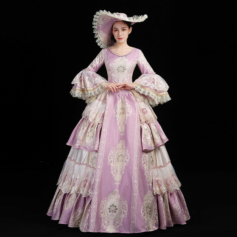 貴族ドレス 中世ヨーロッパ風 ロングドレス 長袖 洋風ドレス ステージ衣装 高級感 合唱 演奏会 マキシ丈ワンピース 宮廷ドレス 王族服 宮廷 豪華 中世貴族風お姫様ドレス 洋風ドレス 公演服 大人 公爵夫人 コスプレ衣装 ハロウィン 合唱 演奏会 舞台オーダーメイド