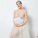 送料無料 マタニティフォト ワンピース 思い出 写真撮影 メモリアルフォト 妊婦 ママ シースルードレス 可愛い 記念写真 マタニティー衣装 フォトドレス フリ...