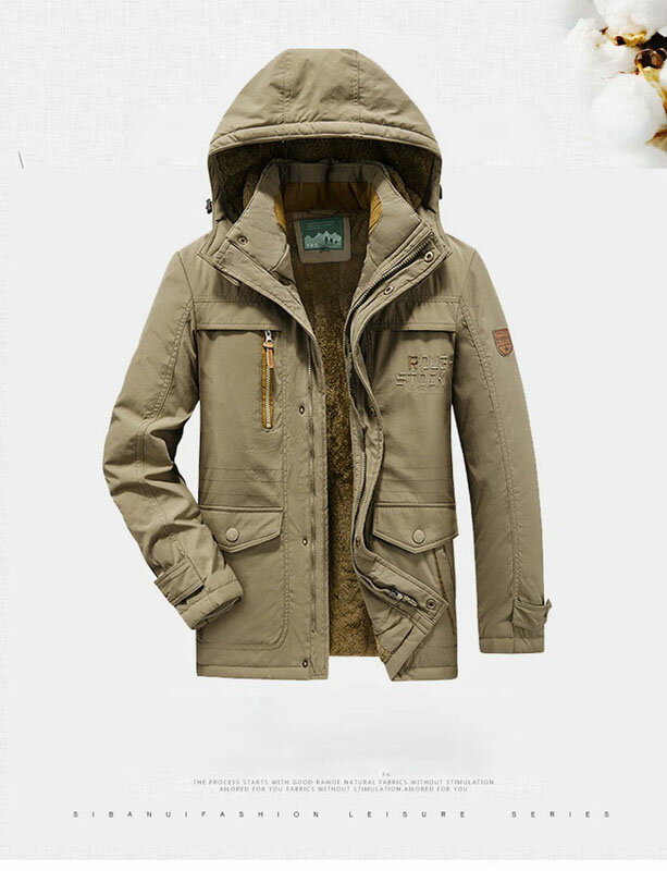 ジャケット メンズ フード付き ダウンジャケット ショート丈 厚手 コート アウター ファスナー 秋 冬防寒 防風 紳士用のサムネイル