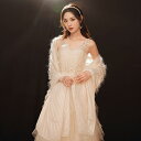 カラードレス 編み上げ パーティードレス フォーマルドレス ロングドレス ショール シャンパン フリル ノースリーブ 結婚式 二次会 発表会 ミモレドレス 袖なし ゲストドレス ウェディングドレス ウエディングドレス イブニングドレス 演奏会 披露宴 Aラインドレス