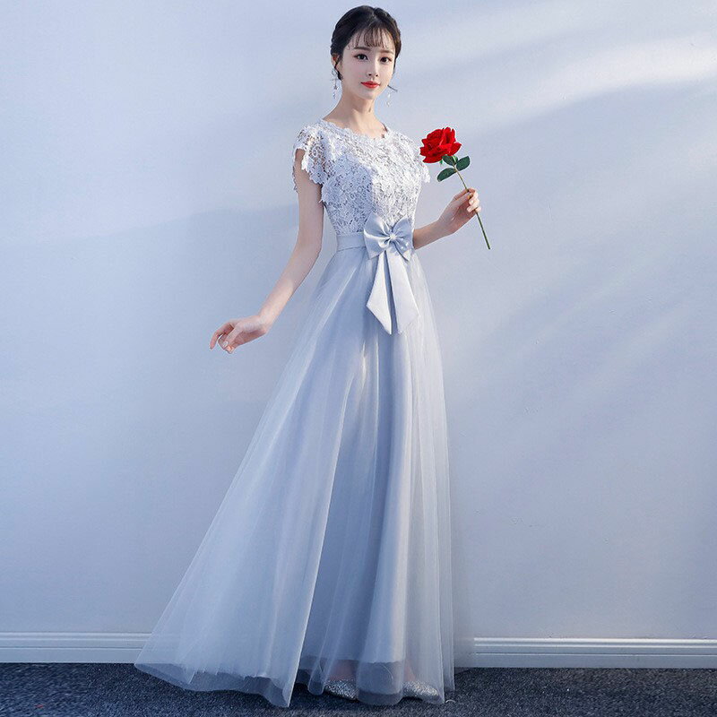 パーティードレス 二次会 花嫁 ロングドレス エレガント 袖あり Aラインドレス 手縫い 前撮り フォーマルドレス ブライダル レース 蝶結び 演奏会用ドレス 可愛い シンプル 着痩せ 披露宴 ロングワンピース お呼ばれ 上品 母親 母の日 大きいサイズ