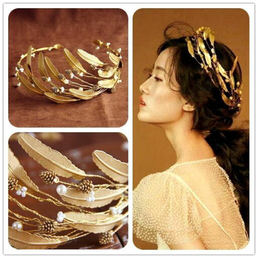 ブライダル 髪飾り ティアラ ヘアアクセサリー ウェディング ヘッドドレス 花嫁 結婚式 パーティー カチューシャ クラウン 王冠 撮影用 羽毛 松果 ゴールド ブライダル 髪飾り ティアラ ヘアアクセサリー ウェディング ヘッドドレス 花嫁 結婚式 パーティー カチューシャ クラウン 王冠 撮影用 羽毛 松果 ゴールド