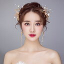 ヘッドドレス+イヤリング ヘアアクセサリー ウェディング小物 結婚式 二次会 披露宴 花嫁 ブライダル ゴールド ウエディング パーティー 発表会 演奏会 前撮...
