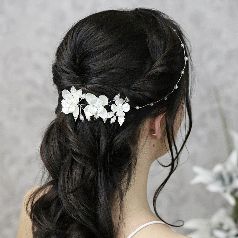 ヘッドドレス シルバー ウェディング小物 ゴールド アクセサリー 花 フラワー 結婚式 二次会 披露宴 花嫁 ブライダル ウエディング パーティー 前撮り 発表会