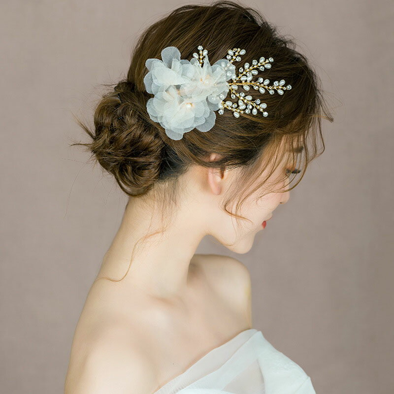 ウエディング パール チュール ヘアバンド 髪飾り ウェディング 結婚式 ヘッドドレス 安い ブライダル パーティー 二次会 ヘアアクセサリー 花嫁 前撮り フォト