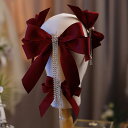 ウェディング リボンヘアピン ウエディングヘッドドレス ワインレッド ホワイト ブライダル 花嫁小物 結婚式 披露宴 二次会 前撮り パーティー 演奏会 発表会