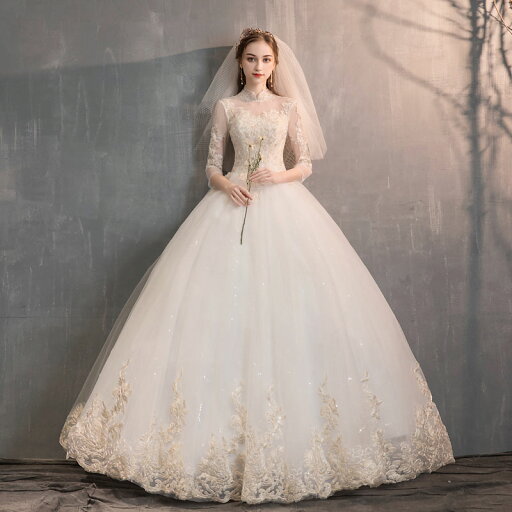 ウエディングドレス七分袖 二次会 プリンセスラインドレス 花嫁 結婚式 披露宴 フォマールドレス お姫様 着痩せ 20代30代40代 ブライダル 高級 ロングドレス 刺繍 スタンドカラー セミオーダー/編み上げ ウエディングドレス七分袖 二次会 プリンセスラインドレス 花嫁 結婚式 披露宴 フォマールドレス お姫様 着痩せ 20代30代40代 ブライダル 高級 ロングドレス 刺繍 スタンドカラー セミオーダー/編み上げ