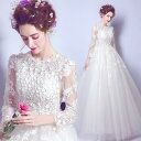 ウエディングドレス 花嫁 長袖 二次会 wedding dress ブライダル ワンピース ロングドレス 花 お嬢様 結婚式 前撮り 後撮り 海外挙式 パーティ...