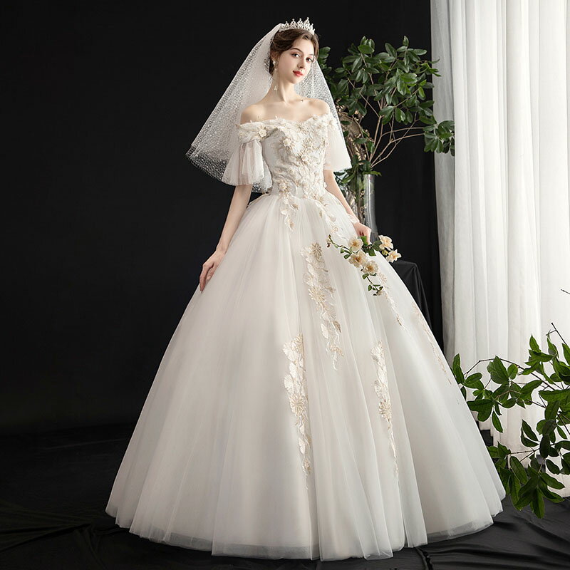 wedding dress 花嫁 結婚式 ウエディングドレス プリンセスドレス 二次会 ブライダル ロングドレス プリンセスラインドレス 挙式 大きいサイズ セミオーダー/編み上げ