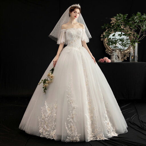 ウェディングドレス 半袖 花嫁 ブライダル 結婚式 フォーマルドレス 上品 二次会 wedding dress ロングドレス オフショルダー 挙式 披露宴 セミオーダー/編み上げ ウェディングドレス 半袖 花嫁 ブライダル 結婚式 フォーマルドレス 上品 二次会 wedding dress ロングドレス オフショルダー 挙式 披露宴 セミオーダー/編み上げ