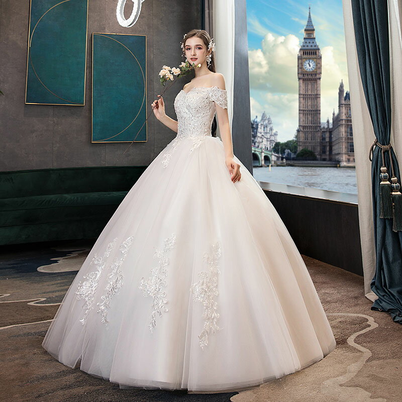ウェディングドレス オフショルダー 花嫁 wedding dress ウエディングドレス プリンセスライン 結婚式 花嫁 ブライダル ロングドレス 披露宴 二次会 挙式 セミオーダー/編み上げ