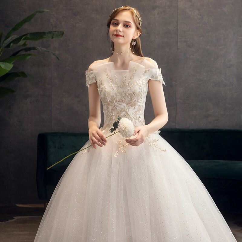 ウェディングドレス wedding dress ウエディングドレス プリンセスライン 結婚式 花嫁 ブライダル ロングドレス 披露宴 二次会 挙式 オフショルダー お嬢様 優雅 淑女 綺麗 セミオーダー/編み上げ