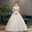 ウェディングドレス 半袖 wedding dress 花嫁 二次会 オフショルダー ウエディングドレス プリンセスライン 結婚式 ブライダル ロングドレス 披露...