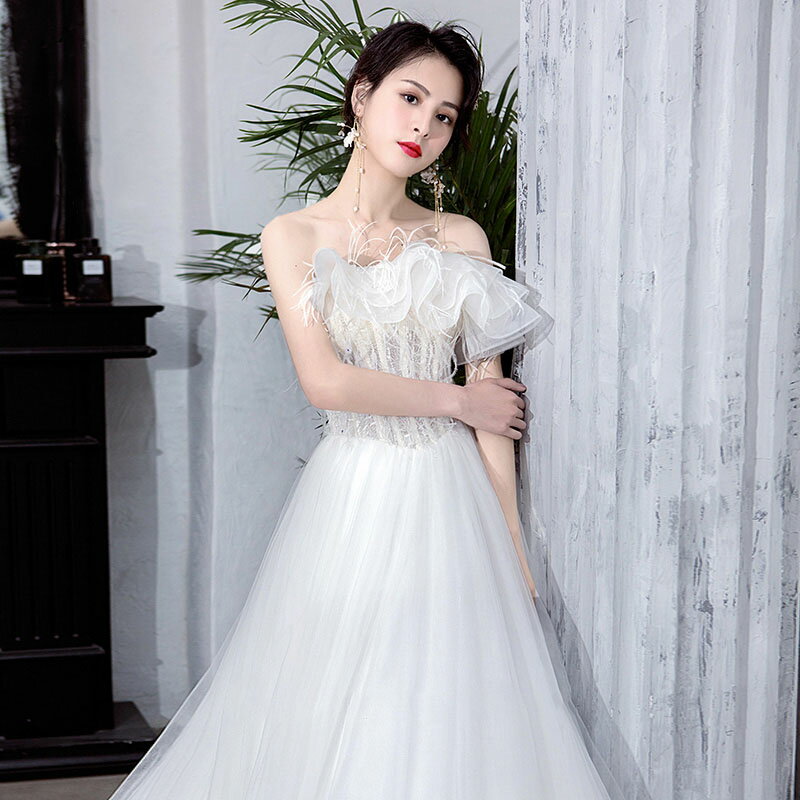ウェディングドレス wedding dress 羽 花嫁 プリンセスドレス フォーマルドレス 結婚式 ブライダル プリンセスラインドレス 二次会 挙式 ロングドレス お嬢様 優雅 海外撮影 セミオーダー/編み上げ