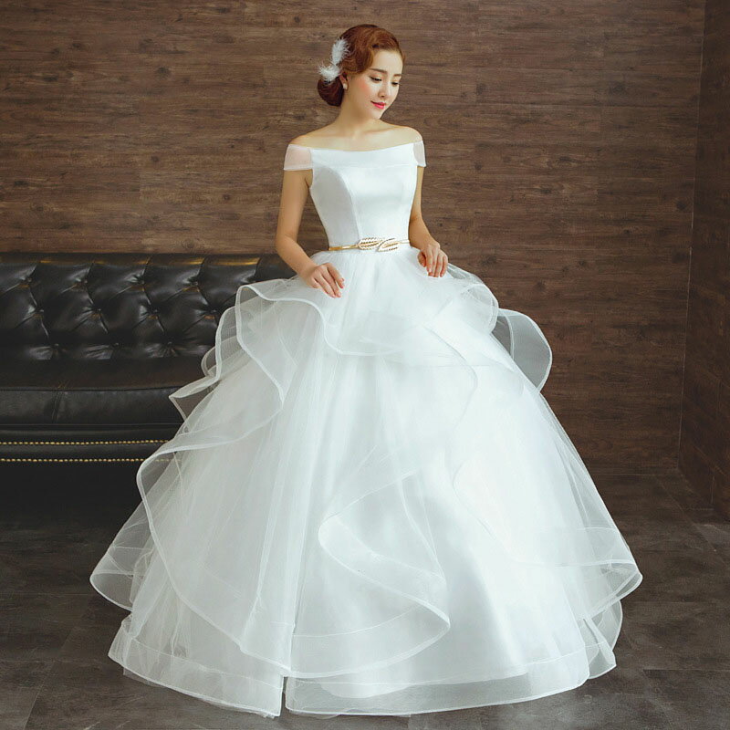 ウェディングドレス ウエディングドレス 二次会 結婚式 前撮り ブライダル ロングドレス 花嫁 プリンセスドレス プリンセスラインドレス フリル オフショルダー 海外挙式 フォトウェディング オフホワイト wedding dress Aラインドレス 小さいサイズ 大きいサイズ