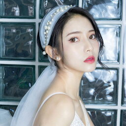 パール パール付きベール ウェディングヘッドドレス ヘアバンド 結婚式 教会挙式 森ガール ボヘミア 手作り ヘッドドレス ウェディング ウエディング 花嫁