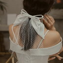 ヘッドドレス ヘアアクセサリー ウェディング 結婚式 チュール サテンリボン ブライダル 髪飾り リボン 大ぶり 花嫁 ブライダル 二次会 ウエディングベール