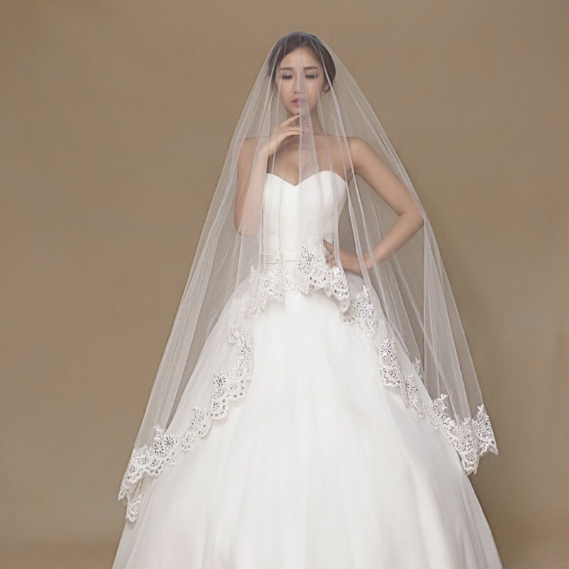 レースベール ウェディングベール ウエディング マリアベール ヴェール ロングベール ブライダル 結婚式 二次会 披露宴 海外挙式 前撮り チャペル式 3m 安い