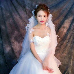 ウエディングベール ウェディングベール 白花 フラワー ミドルベール ミディアムベール ブライダル 結婚式 二次会 披露宴 花嫁 前撮り オフホワイト ヘアアクセサリー ヴェール ヘッドドレス veil 髪飾り 海外挙式 花嫁小物 2次会 パーティー 上品 チュール