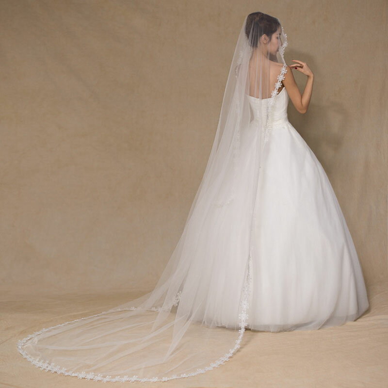 ウェディングベール レース ウエディングベール シンプル ヴェール ロング丈 ブライダル小物 結婚式 二次会 トレーン 披露宴 海外挙式 チャペル式 エレガント