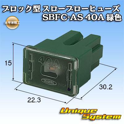 太平洋精工 ブロック型 スローブローヒューズ SBFC-AS 40A 緑色 3047 1